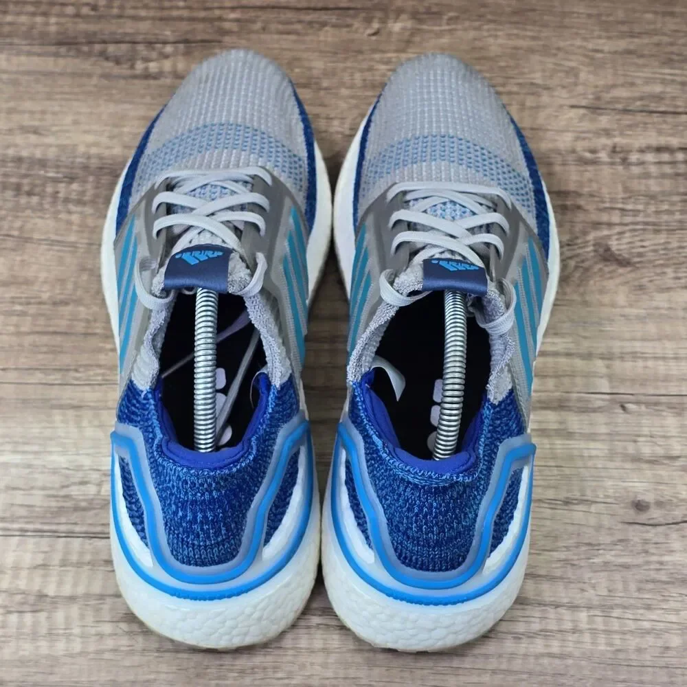 Adidas Ultraboost 19 Shock Cyan Men's Size 10.5 Gray Blue Running Shoes F35240